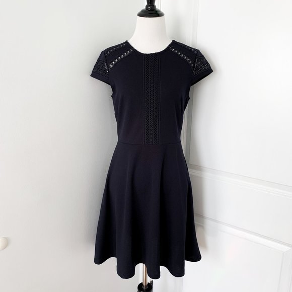 H&M | Dresses | Hm Navy Blue Lace Trim Dress | Poshmark